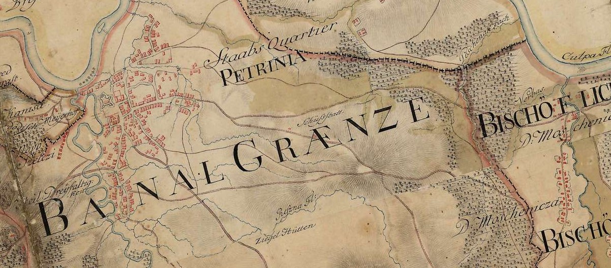 Sl. 1. – Banal Graenze na karti prve jozefinske vojne izmjere (1773-1775)
