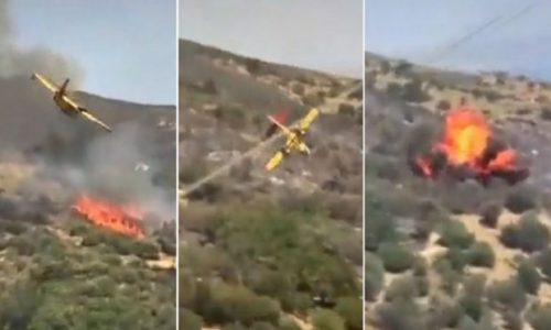 KATASTROFA U GRČKOJ / U prijenosu uživo srušio se kanader, vatrogasci jure prema mjestu nesreće