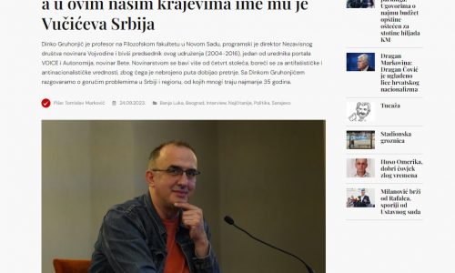 U Srbiji u jeku haranga protiv Dinka Gruhonjića kao tobožnjeg propagatora „hrvatskog i muslimanskog ustaštva“