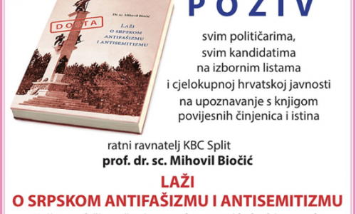Prof. dr. sc. Mihovil Biočić: Poziv na predstavljanje knjige “Laži o srpskom antifašizmu i antisemitizmu”